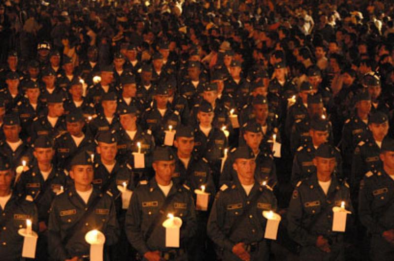 Policias en la Procesion de Semana Santa, Popayan,...