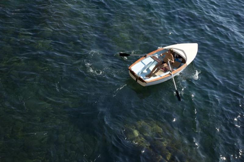 Hombre Remando, Cinque Terre, Liguria, Italy, Euro...