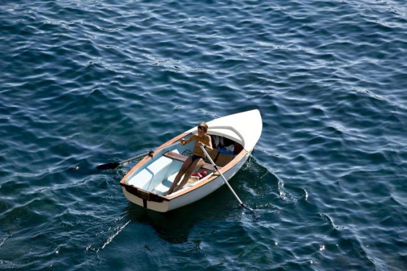 Hombre Remando, Cinque Terre, Liguria, Italy, Euro...